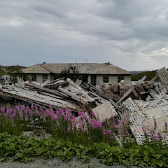 Collapsed houses, Teriberka, Kolskiy district, Murmansk Region, Russian Federation.