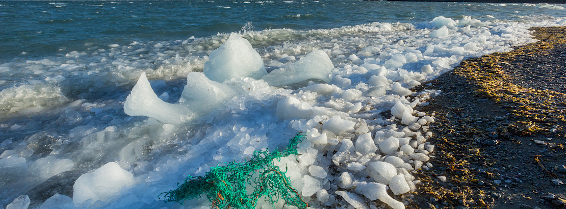Plastic litter on an Arctic beach.