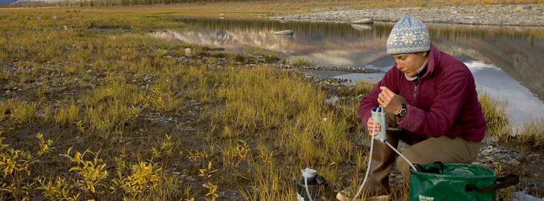 Water sampling in the Arctic.